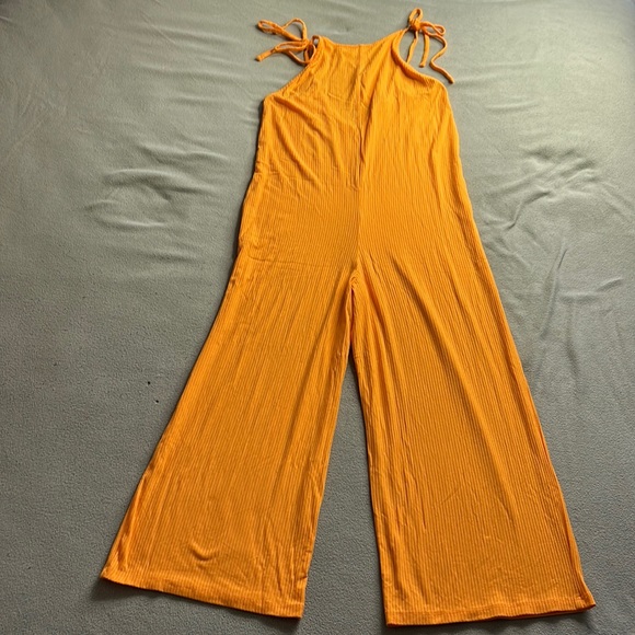 🎯NWT Topshop Ribbed Jumpsuit Orange Size 4-6 - Picture 4 of 14